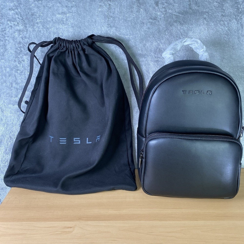 Tesla Mega Mini Pack Backpack Black Vegan Leather Official Tesla Store w/ Cover